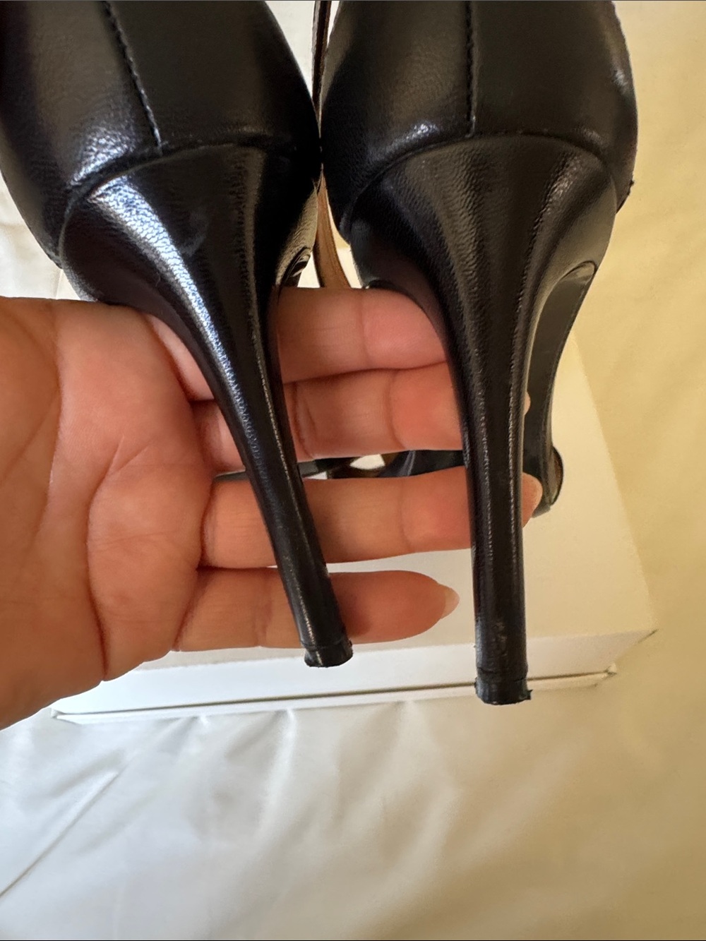 Ralph Lauren Black Leather Ankle-Strap Stiletto Sandals - Picture 9 of 9